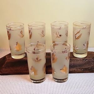 MCM Gold Leaf Frosted Glasses